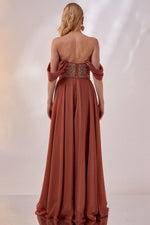 Load image into Gallery viewer, Strapless Bust Beaded Detailed Evening Dress
