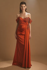 Load image into Gallery viewer, Waist Gather Detailed Chest Embroidered Evening Dress
