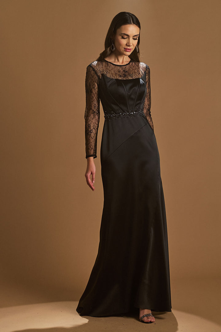 Lace Tiered Evening Dress