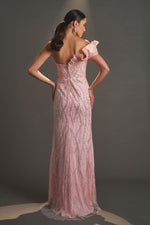 Load image into Gallery viewer, Beaded Evening Dress with Ruffle Detail on the Collar
