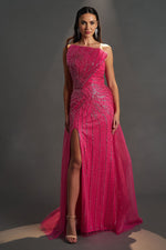 Load image into Gallery viewer, Rigid Collar Detailed Beaded Evening Dress
