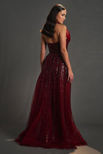 Load image into Gallery viewer, Rigid Collar Detailed Beaded Evening Dress
