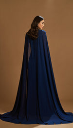 Load image into Gallery viewer, Bust Embroidered Cape Chiffon Evening Dress
