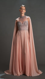 Load image into Gallery viewer, Bust Embroidered Cape Chiffon Evening Dress
