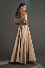 Load image into Gallery viewer, Gathered Sleeve Taffeta Evening Dress
