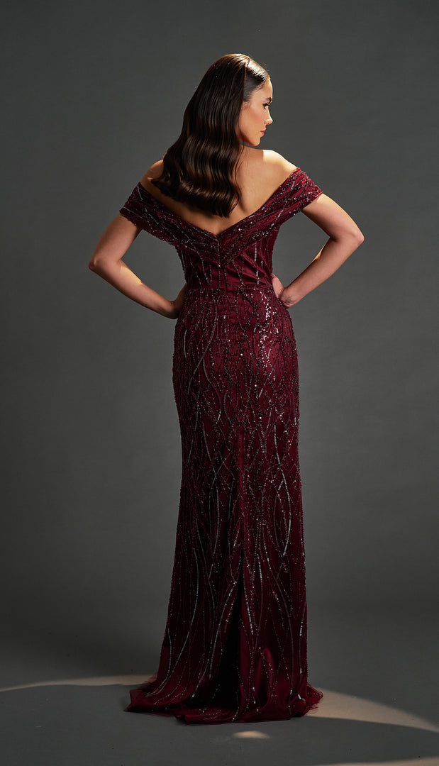 Delicately Embroidered Tulle Cape Evening Dress