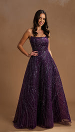 Load image into Gallery viewer, Strapless Special Design Evening Dress with Embroidery Detail
