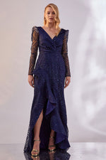 Load image into Gallery viewer, Evening Dress with Waist Gather Detail and Tiered Skirt
