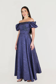 Strapless Half Sleeve Detailed Evening Dress