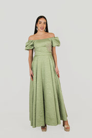 Strapless Half Sleeve Detailed Evening Dress