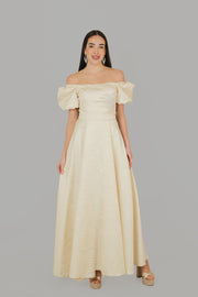 Strapless Half Sleeve Detailed Evening Dress