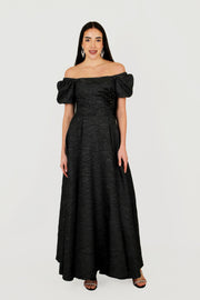 Strapless Half Sleeve Detailed Evening Dress