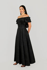 Strapless Half Sleeve Detailed Evening Dress