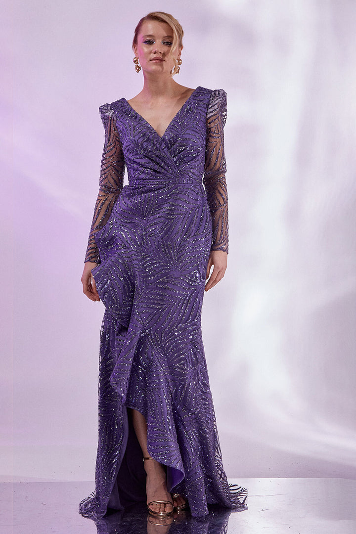 Evening Dress with Waist Gather Detail and Tiered Skirt