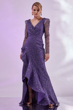 Load image into Gallery viewer, Evening Dress with Waist Gather Detail and Tiered Skirt
