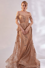 Load image into Gallery viewer, Skirt Ruffled Shoulder Beaded Detailed Evening Dress
