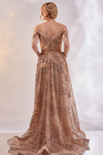 Load image into Gallery viewer, Skirt Ruffled Shoulder Beaded Detailed Evening Dress
