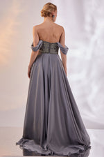 Load image into Gallery viewer, Strapless Bust Beaded Detailed Evening Dress
