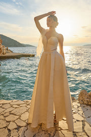 Layered Jacquard Evening Dress