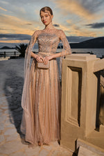 Load image into Gallery viewer, Embroidered Boat Neck Evening Dress
