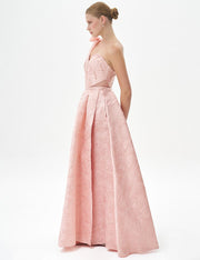 Layered Jacquard Evening Dress
