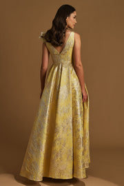 Flounce Skirt Jacquard Evening Dress