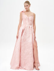 Layered Jacquard Evening Dress